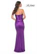 Picture of: Strapless Stretch Satin Dress with Ruching in Purple, Style: 32300, Detail Picture 4