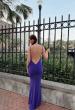 Picture of: Fitted Jersey Gown with Open Back and Ruching in Royal Purple, Style: 33644, Detail Picture 4