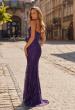 Picture of: Lace Fitted Gown with Sheer Bodice and Spaghetti Straps in Royal Purple, Style: 33485, Detail Picture 5