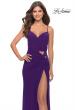Picture of: Net Jersey Dress with Cut Outs and High Slit in Royal Purple, Style: 31124, Detail Picture 7