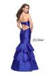 Picture of: Long Mikado Mermaid Gown with Tiered Ruffle Skirt in Royal Blue, Style: 25432, Back Picture