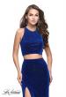 Picture of: Two Piece Velvet Prom Dress with Open Back and Leg Slit in Royal Blue, Style: 25464, Back Picture