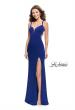 Picture of: Form Fitting Prom Dress with Metallic Straps and Slit in Royal Blue, Style: 26021, Detail Picture 1