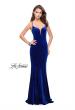 Picture of: Velvet Mermaid Style Prom Dress with Deep V Neckline in Royal Blue, Style: 25174, Detail Picture 2