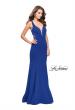 Picture of: Long Jersey Mermaid Dress with Deep V and Strappy Back in Royal Blue, Style: 25594, Detail Picture 2