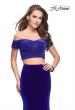 Picture of: Velvet Two Piece Prom Dress with Beading in Royal Blue, Style: 25496, Detail Picture 3