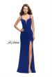 Picture of: Form Fitting Prom Dress with Metallic Straps and Slit in Royal Blue, Style: 26021, Detail Picture 3