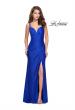 Picture of: Long Jersey Prom Dress with Ruching Side Wrap Detail in Royal Blue, Style: 26317, Detail Picture 2