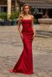 Picture of: Straight Neck Satin Gown with Lace-Up Back in Ruby, Style: 33604, Main Picture