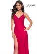 Picture of: Simple Jersey Dress with Ruching and Slit in Red, Style: 31978, Detail Picture 11