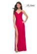 Picture of: Simple Jersey Dress with Ruching and Slit in Red, Style: 31978, Detail Picture 6