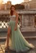 Picture of: Rhinestone A-Line Tulle Prom Dress with Illusion Bodice in Sage, Style: 32146, Main Picture