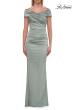 Picture of: Off-the-Shoulder Ruched Satin Evening Gown in Sage, Style: 33620, Detail Picture 5