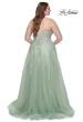 Picture of: Strapless Lace and Tulle A-Line Plus Gown with Tie Back in Sage, Style: 31570, Detail Picture 8