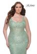 Picture of: Fitted Beaded Lace Plus Size Prom Dress with Illusion Waist in Sage, Style: 31535, Detail Picture 10