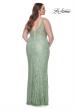 Picture of: Fitted Beaded Lace Plus Size Prom Dress with Illusion Waist in Sage, Style: 31535, Detail Picture 11