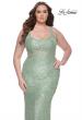 Picture of: Fitted Beaded Lace Plus Size Prom Dress with Illusion Waist in Sage, Style: 31535, Detail Picture 12