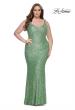 Picture of: Fitted Stretch Sequin Plus Size Dress with V Neck in Sage, Style: 31163, Detail Picture 2