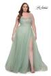 Picture of: A-Line Plus Size Prom Dress with Rhinestone Bodice in Sage, Style: 31251, Detail Picture 2