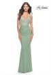 Picture of: Beaded Lace Bodice with Sheer Waist Long Jersey Gown in Sage, Style: 31306, Main Picture