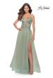 Picture of: Tulle A-Line Gown with Sheer Bodice and Beaded Lace Detail in Sage, Style: 31369, Main Picture