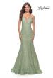 Picture of: Long Mermaid Lace Dress with Back Rhinestone Detail in Sage, Style: 31512, Main Picture