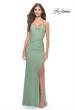 Picture of: Ruched Jersey Dress with Lace Up Back in Sage, Style: 31572, Main Picture