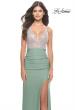 Picture of: Ruched Dress with Rhinestone Sheer Bodice in Sage, Style: 31590, Main Picture