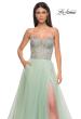 Picture of: Stunning Prom Dress with Rhinestone Lined Corset Top in Sage , Style 32811, Detail Picture 8