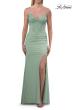 Picture of: Lace Bodice Fitted Gown with Slit and Open Crisscross Back in Sage, Style: 33386, Detail Picture 8