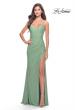 Picture of: Sheer Lace Side Panel Jersey Long Dress in Sage, Style: 31335, Detail Picture 9