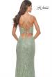 Picture of: Beaded Lace Gown with High Slit and V Neck in Sage, Style: 31388, Detail Picture 9