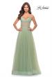 Picture of: Tulle A-line Prom Dress with Corset Sheer Bodice in Sage, Style: 31502, Detail Picture 9