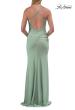 Picture of: Lace Bodice Fitted Gown with Slit and Open Crisscross Back in Sage, Style: 33386, Detail Picture 9