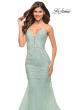 Picture of: Mermaid Tulle and Lace Jeweled Prom Dress in Sage, Style: 30584, Detail Picture 10