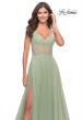 Picture of: Tulle A-line Prom Dress with Corset Sheer Bodice in Sage, Style: 31502, Detail Picture 10
