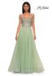 Picture of: Rhinestone Embellished Corset with Lace Up Back and Tulle Skirt in Sage , Style 32703, Detail Picture 11