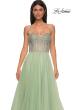 Picture of: Rhinestone Embellished Corset with Lace Up Back and Tulle Skirt in Sage , Style 32703, Detail Picture 16