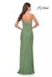 Picture of: Long Ruched Jersey Gown with V Neckline in Sage, Style: 31107, Back Picture