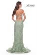 Picture of: Rhinestone Lace Embellished Prom Dress with High Side Slit in Sage, Style: 31288, Back Picture