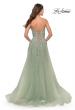 Picture of: Sweetheart Tulle Strapless Gown with Lace Applique in Sage, Style: 31363, Back Picture