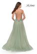 Picture of: Tulle A-Line Gown with Sheer Bodice and Beaded Lace Detail in Sage, Style: 31369, Back Picture
