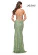 Picture of: Draped Neck Beaded Lace Prom Dress with Ruching in Sage, Style: 31527, Back Picture