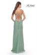 Picture of: Ruched Dress with Rhinestone Sheer Bodice in Sage, Style: 31590, Back Picture
