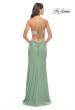 Picture of: One Shoulder Dress with Side Cut Out and Rhinestone Bodice in Sage, Style: 31600, Back Picture