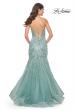 Picture of: Unique Beaded Sequin Print Mermaid Prom Dress in Sage, Style: 32053, Back Picture