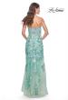Picture of: Multi Color Lace Floral Applique on Fitted Strapless Sage Gown in Sage, Style: 32252, Back Picture