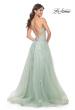 Picture of: A-Line Tulle Dress with Rhinestone Embellished Lace Applique in Light Colors in Sage, Style: 32438, Back Picture