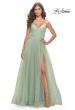 Picture of: Tulle A-Line Prom Dress with Rhinestone Straps in Sage, Style: 31204, Detail Picture 1
