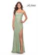 Picture of: Simple Stretch Lace Dress with Slit in Sage, Style: 31259, Detail Picture 1